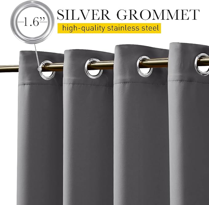 NICETOWN 2 Panels Outdoor Curtains Waterproof Extra Long W52xL108 Grey | - Image 2