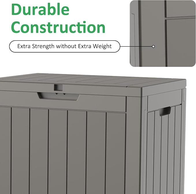 40 Gallon Lockable Outdoor Deck Box, Waterproof Weatherproof Resin Storage - Image 8