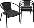 4 Pack Black Stackable Outdoor Rattan Chairs, All-Weather Patio Seating by Seekverse