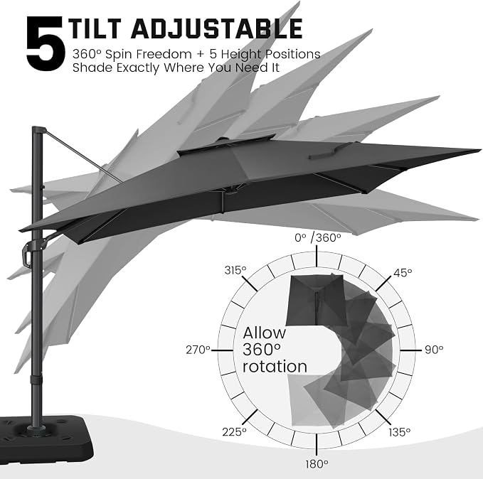 Hoteel Outdoor Patio Umbrella - 10ft Cantilever Umbrella - Image 4