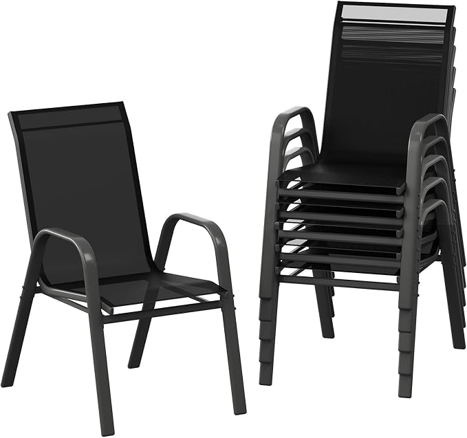 Stackable Outdoor Patio Dining Chairs Set of 6 – High Back Chairs - Image 7