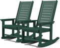 GREENVINES Oversized Outdoor Rocking Chairs Set of 2, HDPE Rocker, Forest | by GreenVines