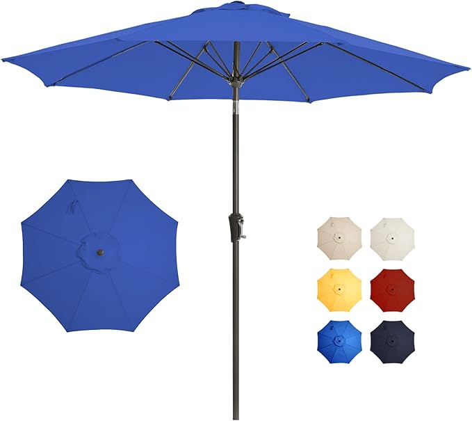 9FT Large Outdoor Patio Umbrella Market Table Umbrella-UV Resistant, Easy Push by GREFORG