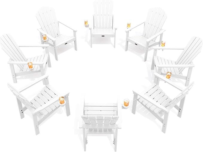 THOEOE Stackable Adirondack Chair Set of 8, Fire Pit Chairs Set of 8 | by THOEOE