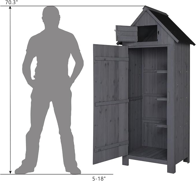 Outvita Outdoor Storage Shed, 70 Inch, Waterproof Tool Storage Cabinet - Image 5