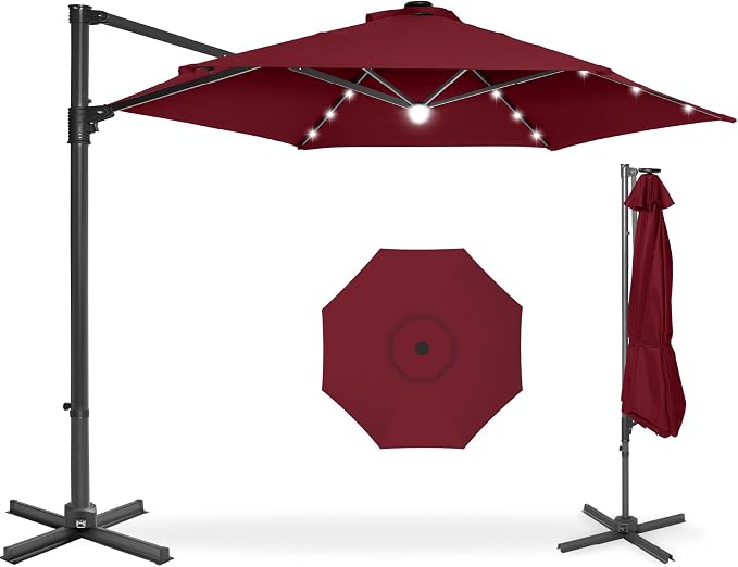 Best Choice Products 10ft Solar LED Offset Cantilever Hanging Market Patio by Unknown