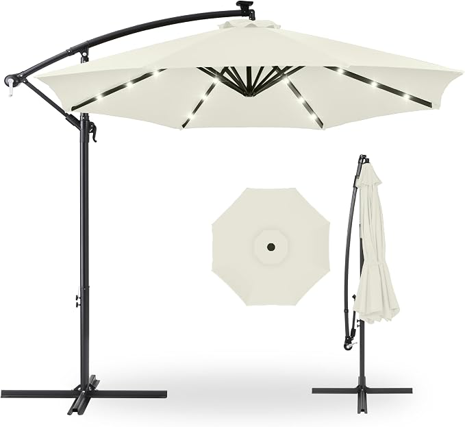 Best Choice Products 10ft Solar LED Offset Cantilever Hanging Market Patio by Unknown