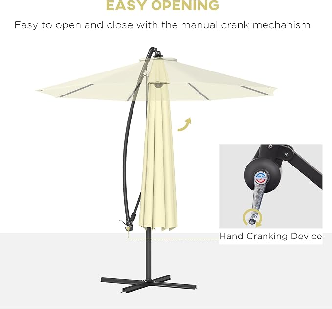Outsunny 10' Cantilever Hanging Tilt Offset Patio Umbrella | UV & Water - Image 3