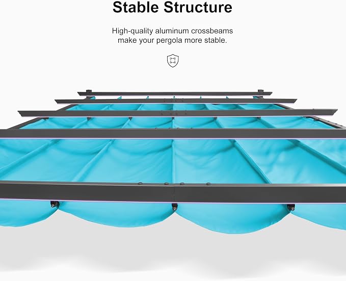 PURPLE LEAF Outdoor Pergola Retractable Aluminum 10' X 13', Turquoise Blue | - Image 6