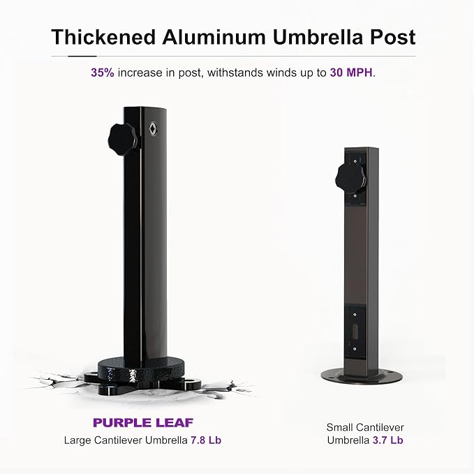 PURPLE LEAF Cantilever Umbrella 12FT Heavy Duty Umbrella Double Top Taupe | - Image 4
