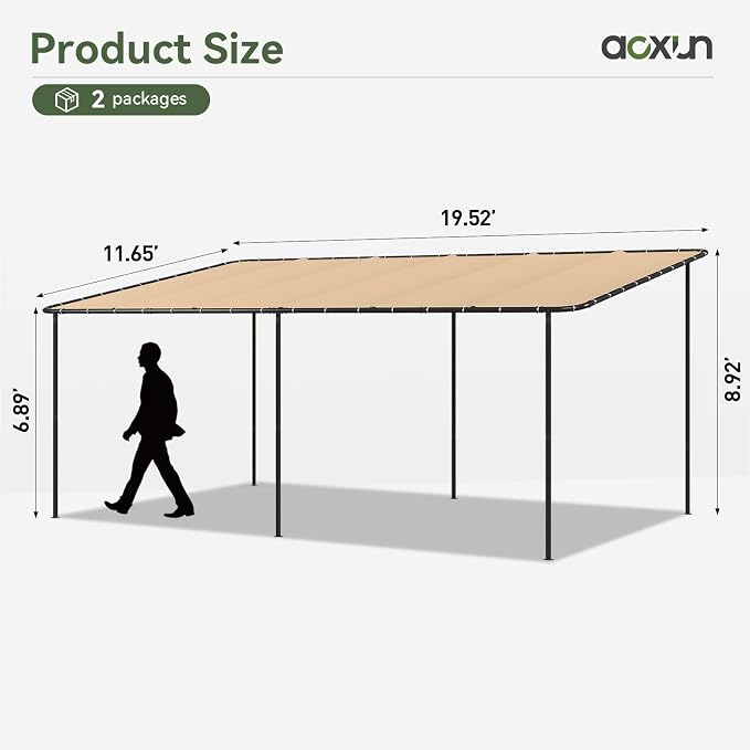 Aoxun 20x12 Lean-to Gazebo, Sloped Pergola Porch Canopy Awning - Image 5