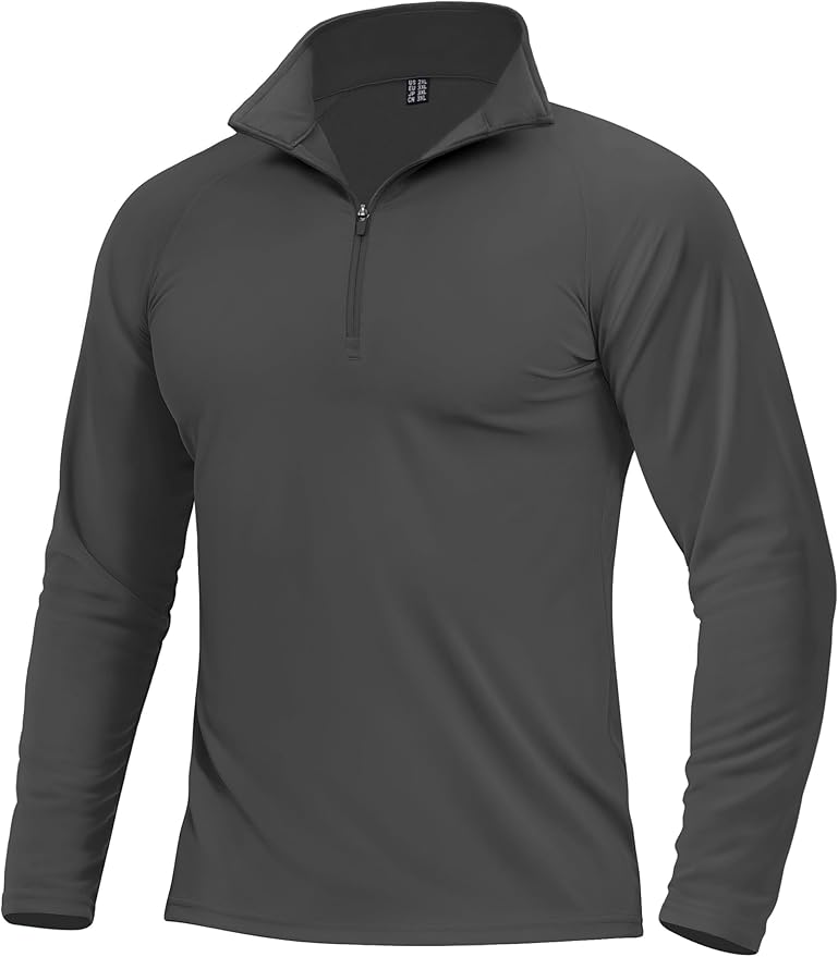Boladeci Men's Quarter Zip Pullover Premium Fleece Lined Long Sleeve Golf Shirts Warm Hiking Shirts Lightweight Sweatshirts