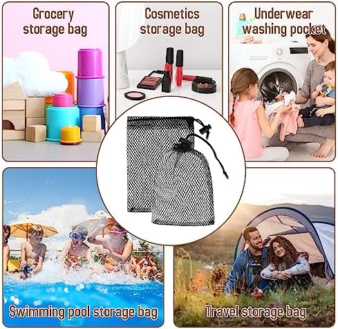 Sliverdew 10PCS Small Mesh Bags Drawstring Black Mesh Drawstring Bag Mini Nylon - Image 4
