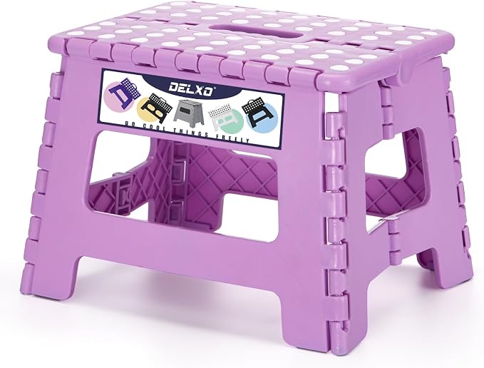 Delxo 9 Inch Kids Step Stool, 300 Lbs Folding Step Stool by Delxo