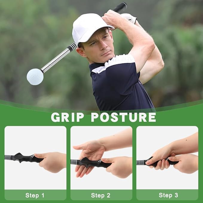 Golf Swing Practice Stick – Retractable Aid: Fix Rhythm Fast, Stop Slicing/Hooking, Indoor/Outdoor Use | Skip Frustration, Boost Consistency (Right-Handed)