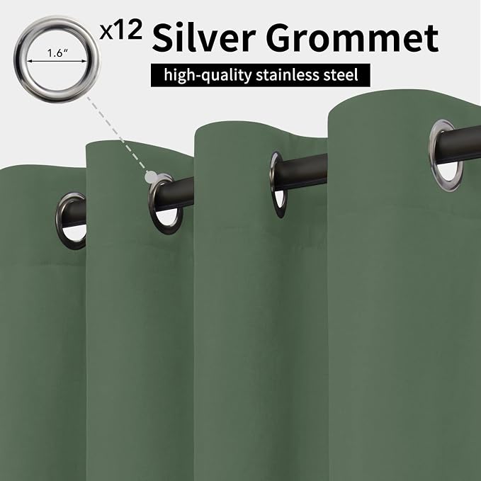 Easy-Going Outdoor Curtains for Patio 1 Panel, 110x120 inch, Sage Green | - Image 2