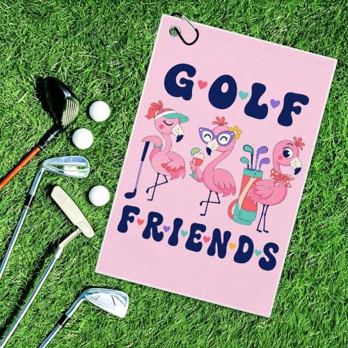 Flamingo Waffle Weave Microfiber Golf Towel - Image 6