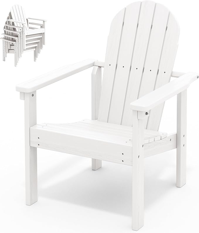 SERWALL HDPE Stackable Adirondack Chair, Space-Saving by SERWALL
