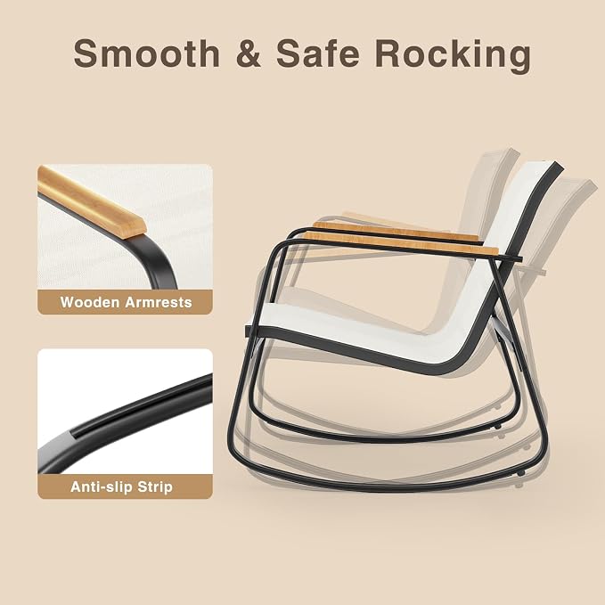3 Pieces Patio Furniture Set, Outdoor Textilene Furniture Set, A Tempered Glass - Image 2