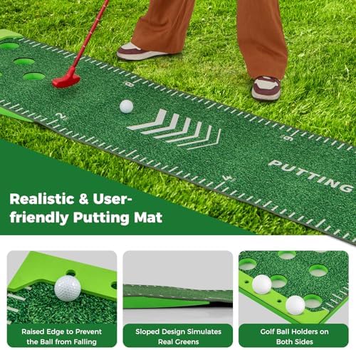 Goplus Putting Green Mat, Portable Golf Game Set - Image 2