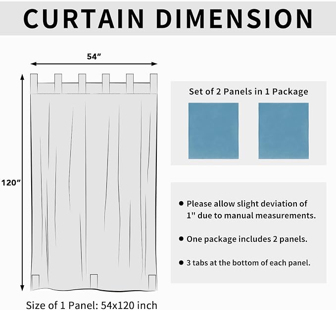 Easy-Going Outdoor Patio Curtains 2 Panels, 54x120 inch, Sky Blue | Privacy - Image 6