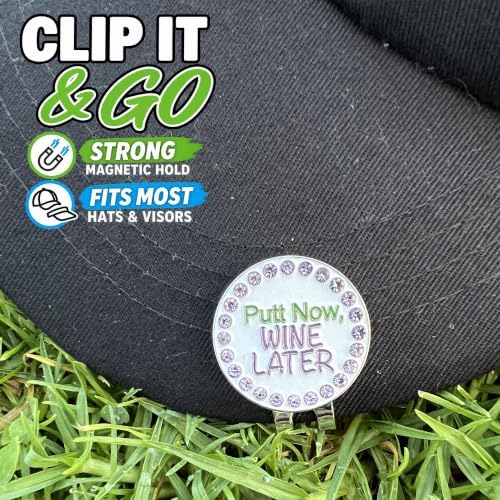 Giggle Golf Putt Now, Wine Later Bling Golf Ball Marker - Image 2