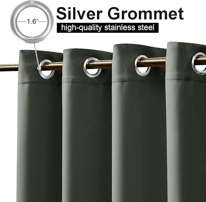 NICETOWN Outdoor Curtains Waterproof Fixed Bottom W52xL95 Greyish Green | - Image 6