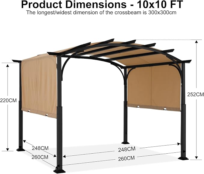ABCCANOPY Arched Pergola 10'x10' - Image 2