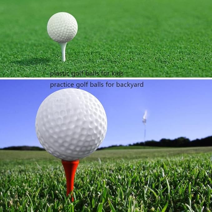 White Hollow Practice Golf Balls Plastic 12Pcs,42mm Plastic Golf Training Balls Airflow Limited Flight Golf Balls for Swing Practice Driving Range Home Backyard Use