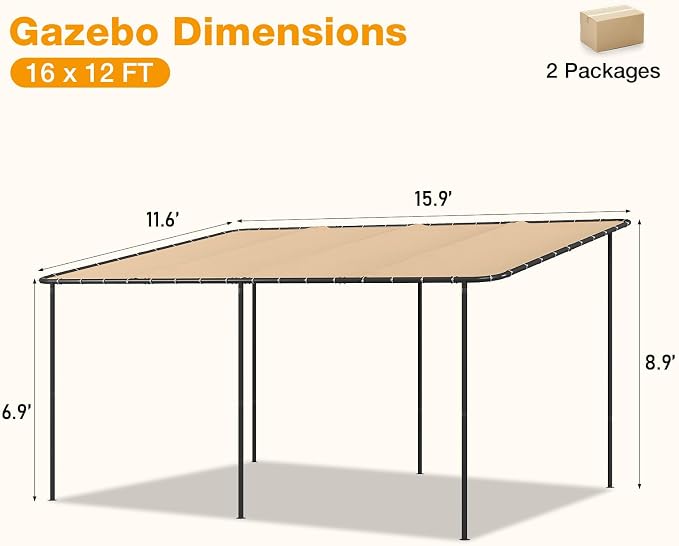 16x12 Lean to Pergola Outdoor Gazebo - Image 4