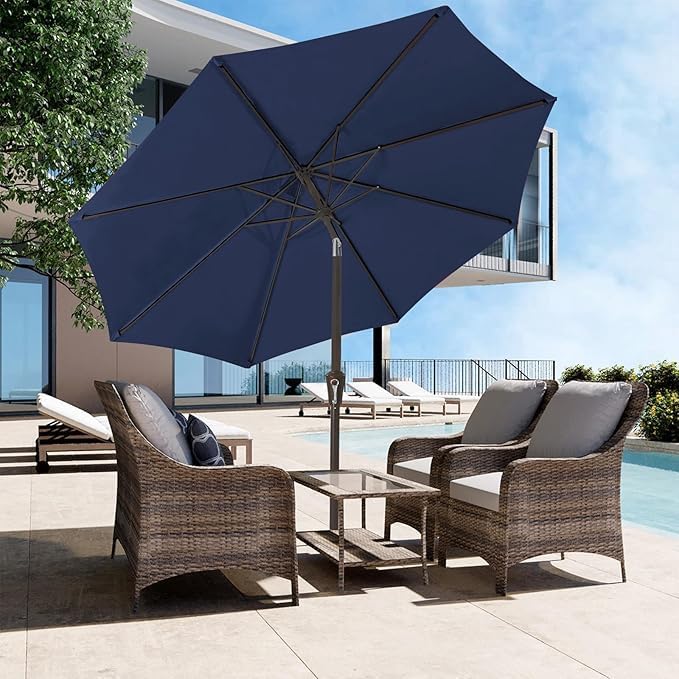JEAREY 9FT Outdoor Patio Umbrella, Market Umbrella, Purplish Blue | Outdoor - Image 2