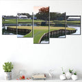 Golf Course Wall Art American Florida Golf Links Pictures for Living Room Multi Panel Canvas Painting Green Lawn Artwork Modern House Decor Wooden Framed Ready to Hang Posters and Prints(50''Wx 24''H)