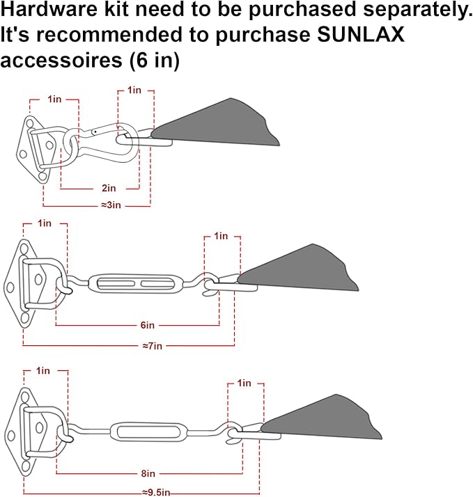 Sun Shade Sail 10' x 21' Dark Grey Rectangle Canopy Sail Shade Cover UV Block - Image 3