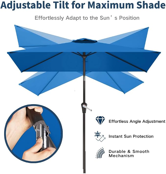 6.5' x 10' Rectangular Patio Umbrella Large Outdoor Market Umbrella w/UV - Image 2