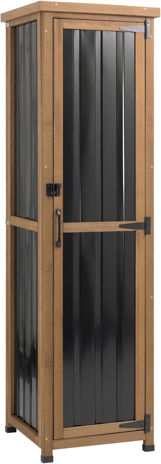 Ketive 62" Tall Narrow Storage Cabinet Wood & Metal, Garden Slim Cabinet by Ketive