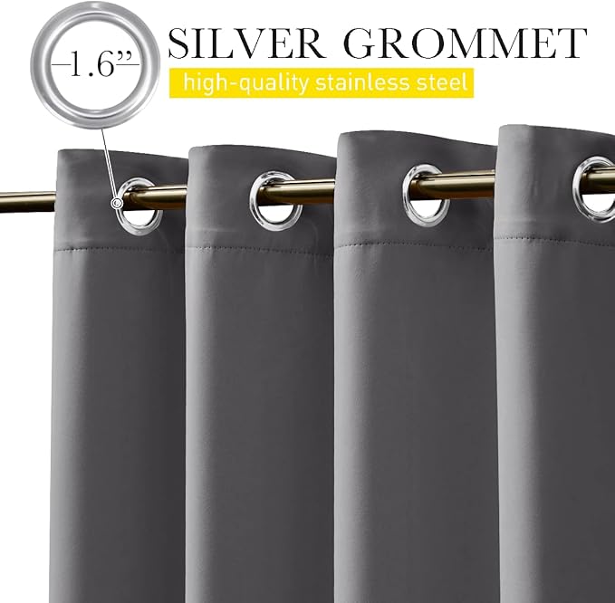 NICETOWN Outdoor Curtains for Patio Waterproof & Windproof W100xL108 Grey | - Image 3