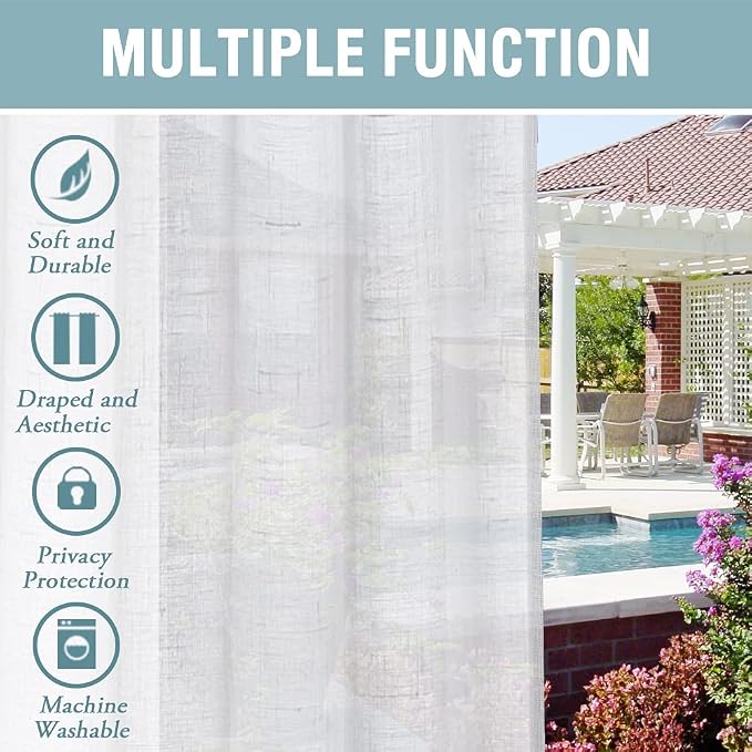 H.VERSAILTEX Outdoor Linen Sheer Curtains - Image 6
