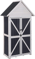 GUTINNEEN Outdoor Storage Cabinet, Wood & Metal Frame Garden Storage Shed by GUTINNEEN
