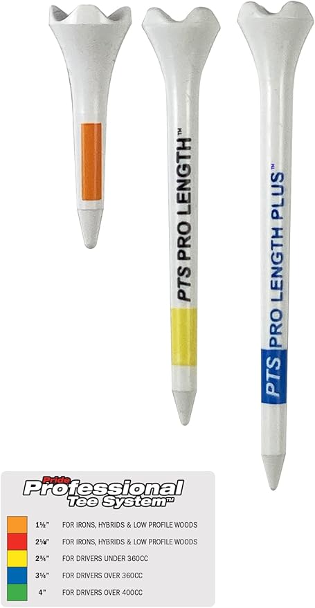 PrideSports PTS Plastic Golf Tees | 30 Count, 1-1/2 Inch | #1 Plastic Tee on Tour | Best for Irons, Hybrids, and Woods