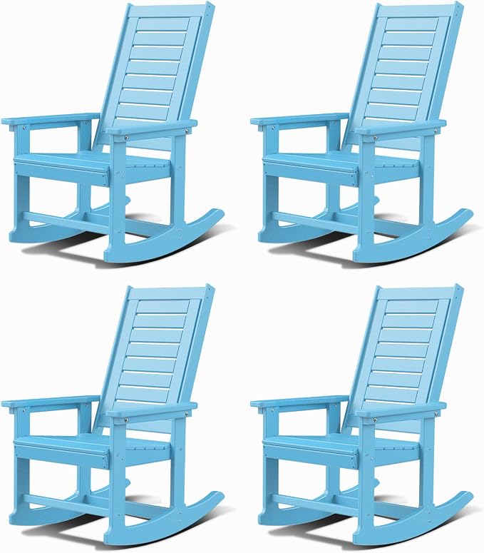 GREENVINES Oversized Outdoor Rocking Chairs Set of 4, HDPE Rocker, Arctic | by GreenVines