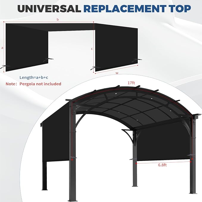 17' x 6.8' Waterproof Pergola Canopy Replacement Cover - Image 3
