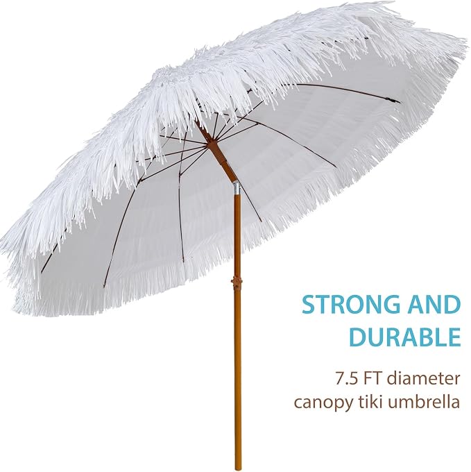 AMMSUN 7.5ft Hula Thatched Hawaiian Tiki Patio Beach Umbrella - Image 2