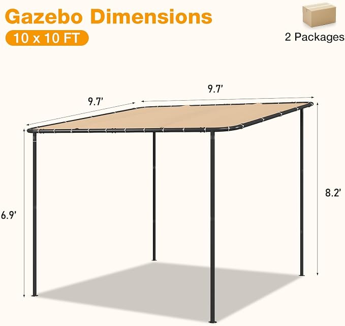 10x10 Lean to Pergola Outdoor Gazebo - Image 4