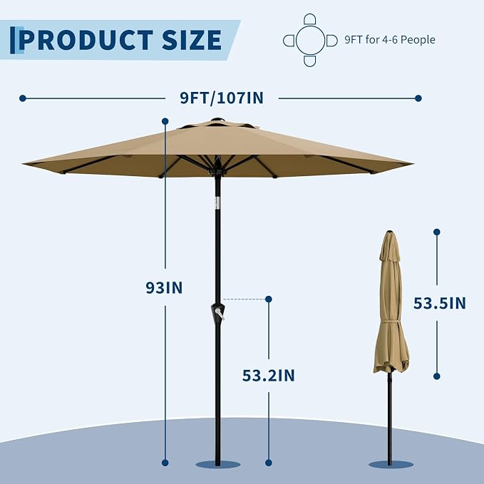 9FT Umbrella Outdoor Patio - Image 2