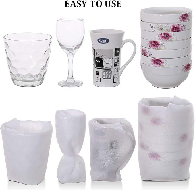 50Pack Packing Foam Pouches 12x16Inch, Large Cushion Foam Wrap Pouches for Packing Moving and Storage Such as Mugs,Cups,Glasses,China and Dishes