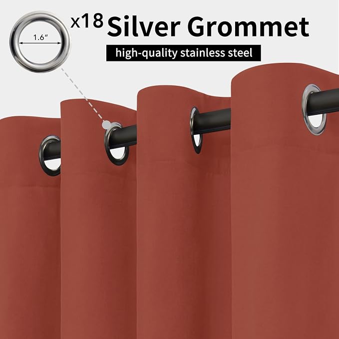 Easy-Going Outdoor Curtains for Patio 1 Panel, 150x96 inch, Terra Red | - Image 2