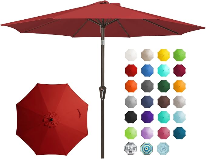 JEAREY 9FT Outdoor Patio Umbrella, Market Umbrella, Tilt & Crank UV Protection by JEAREYOutdoorsCollection