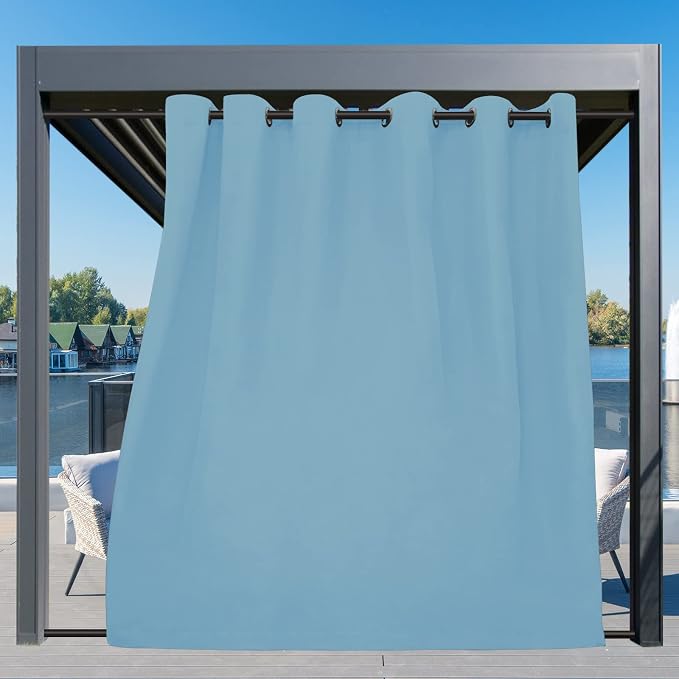 Easy-Going Outdoor Curtains for Patio 1 Panel, 110x96 inch, Sky Blue | - Image 3
