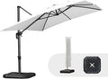 PURPLE LEAF Umbrella with Base and Cover 9' x 11.5' All Shade White | More by PURPLELEAF