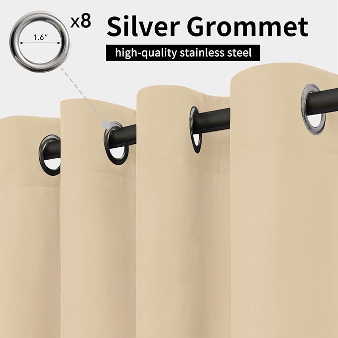 Easy-Going Outdoor Curtains for Patio 6 Panels, 54x84 inch, Weatherproof - Image 2